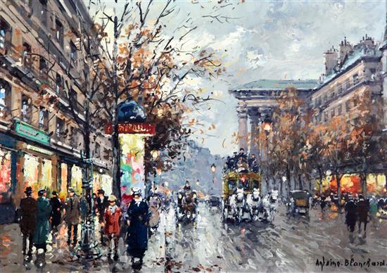 § Antoine Blanchard (1910-1988) Autumn in Paris and Busy Street 13 x 18in.